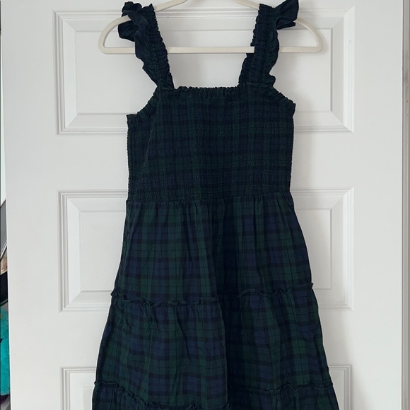 [J Crew] Navy Tartan Plaid Cotton Smocked Tiered Midi Nap Dress - Picture 3 of 7